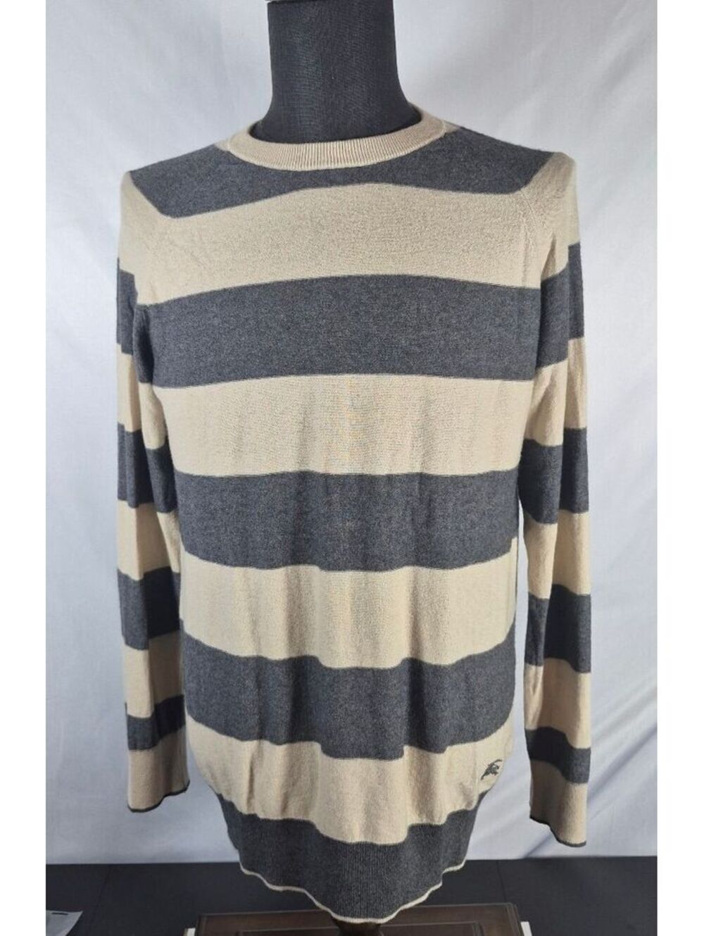 Burberry Brit Men's L Wool Cotton Striped Crewneck Sweater